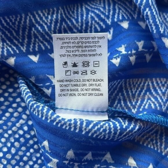 Sabina Musayev Dress Womens L Blue Geometric Boho Ruffle Bell Sleeve Mini - Picture 10 of 14